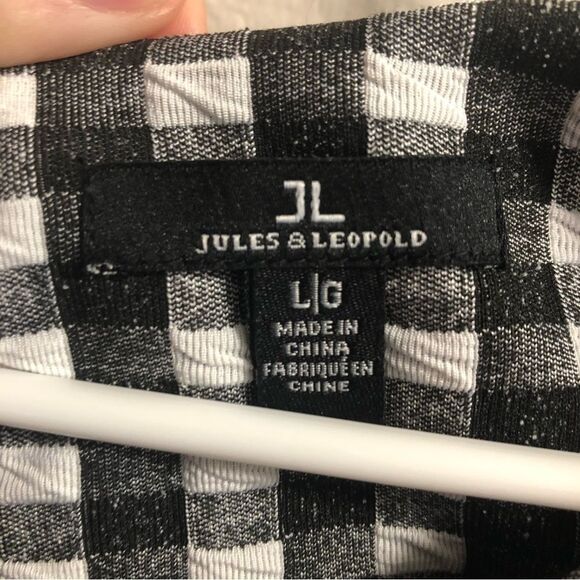 Jules & Leopold Black White Checkered Short Sleeve Blouse LARGE - Picture 2 of 6